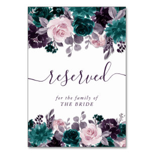 Numéro De Table Moody Boho Plum d'aubergine Purple Floral Réserv