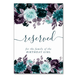 Numéro De Table Moody Boho Turquoise Garland floral foncé Réserv