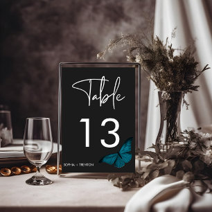 Numéro De Table Moody foncé minimaliste Mariage Moth Turquoise