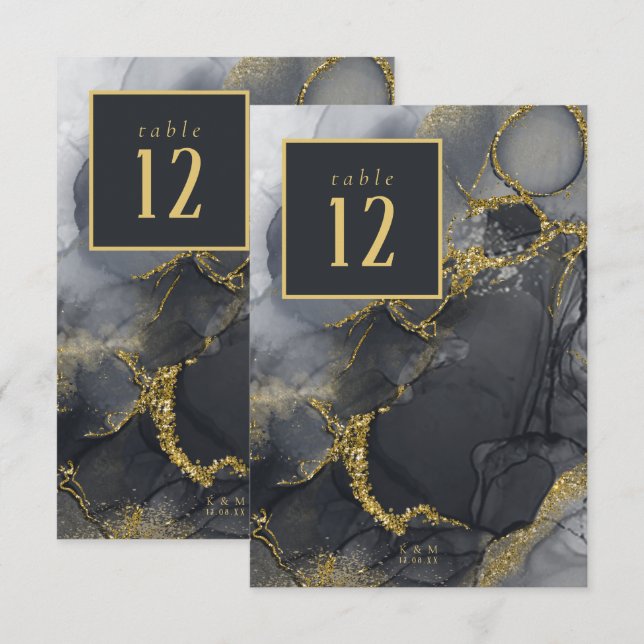 Numéro de table Moody Ink Charcoal Gold ID988 (Devant / Derrière)