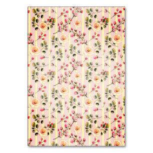 Numéro De Table Motif à rayures florales rose pâle