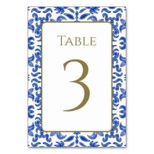 Numéro de table Motif blanc et bleu