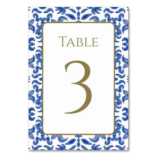 Numéro de table Motif blanc et bleu (Par défaut)