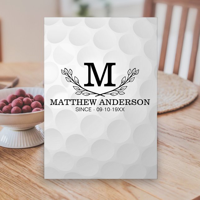 Numéro De Table Motif de balle de golf personnalisé Nom Monogramme (Créateur téléchargé)