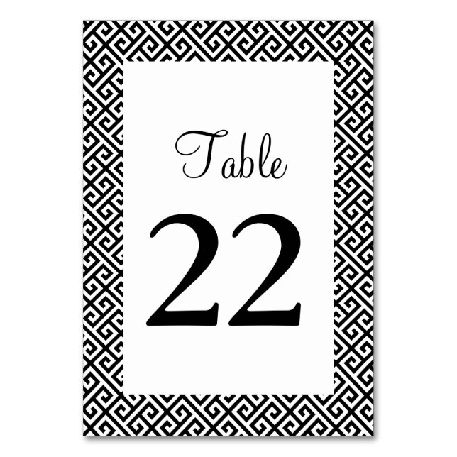 Numéro De Table Motif de clé grecque diagonale noire et blanche (Par défaut)