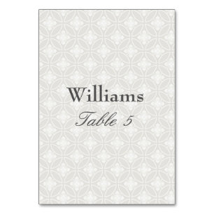Numéro De Table Motif d'impression Silver et White Damask