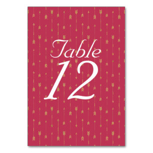 Numéro de table motif flèches magenta et or Boho