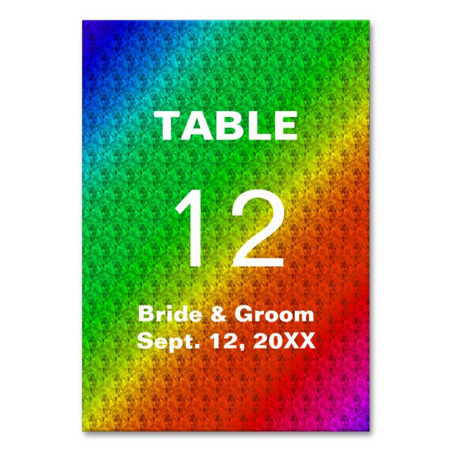 Numéro De Table Motif floral arc-en-ciel Mariage d'automne (Par défaut)