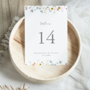 Numéro De Table Multicolor sauvage Mariage floral
