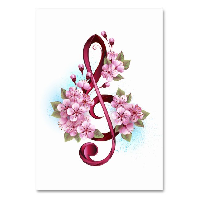 Numéro De Table Musical treble clef notes with sakura flowers (Par défaut)