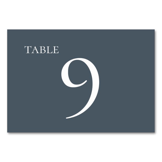 Numéro De Table Muted Blue Simple Mariage élégant (Devant)