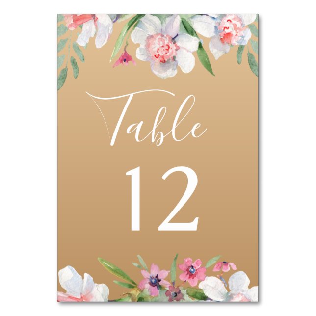 Numéro De Table Narcisse blanc sur Champagne Mariage Numéro de tab (Par défaut)