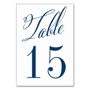 Numéro De Table Navy Blue M & Mme Elegant Script Numéros de tablea