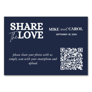 Numéro De Table Navy Blue Share The Love Photo Qr Code Mariage