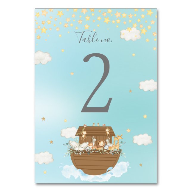 Numéro De Table Noah's Ark Blue Cute Animaux Baby shower Anniversa (Par défaut)