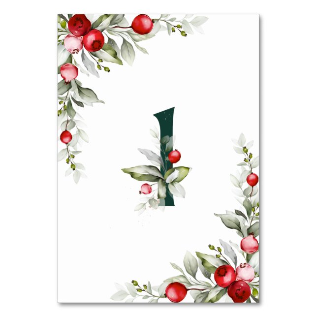Numéro De Table Noel Botanique Tableau 1 Mariage Numéro de tableau (Dos)