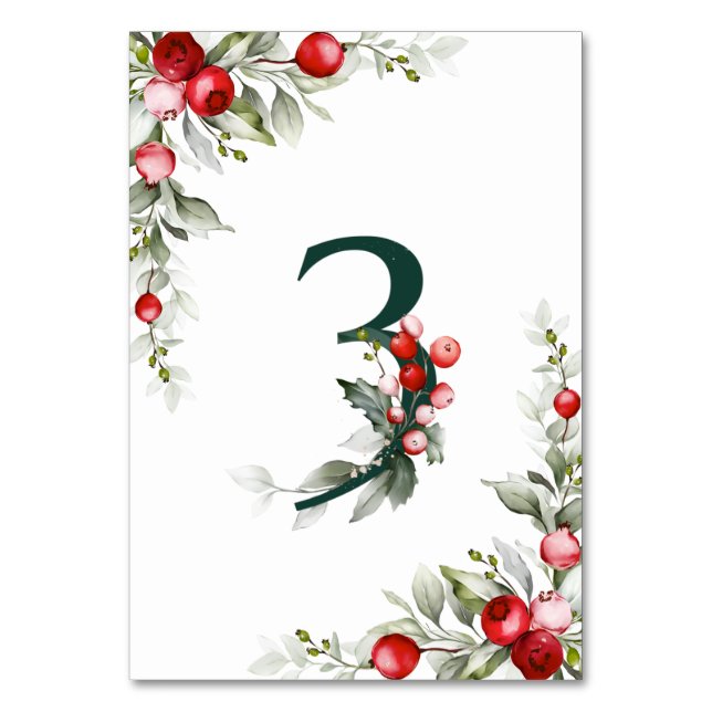 Numéro De Table Noel Botanique Tableau 3 Mariage Numéro de tableau (Dos)
