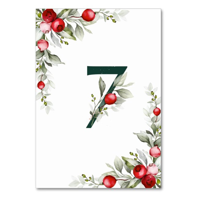 Numéro De Table Noel Botanique Tableau 7 Mariage Numéro de tableau (Dos)