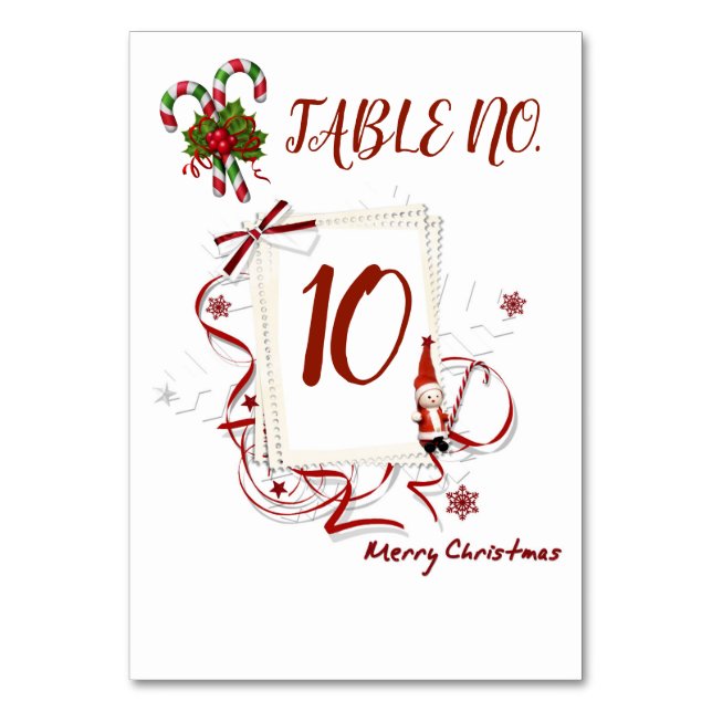 Numéro De Table Noël Canne à Sucre (Dos)