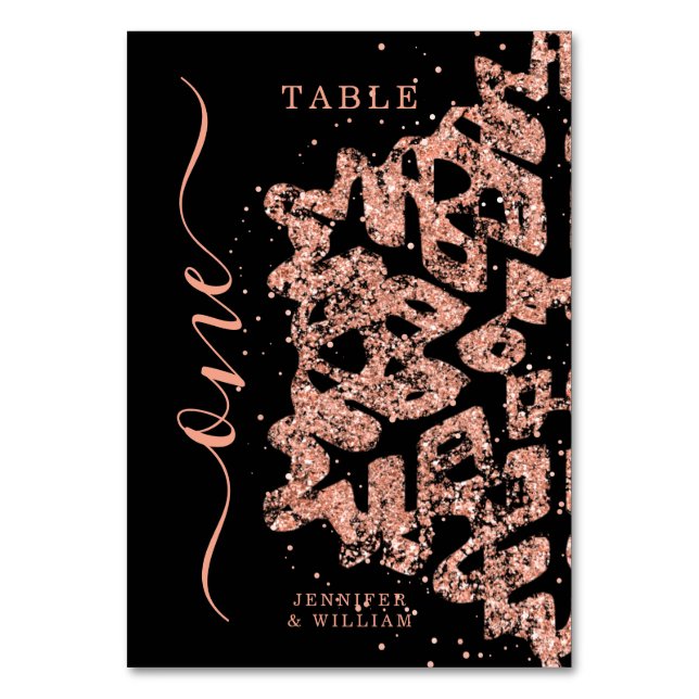 Numéro De Table Noël d'hiver Mariage de vacances Rose Gold Noir (Par défaut)