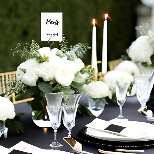 Numéro De Table Noir blanc moderne Nom de la table de mariage pers (Créateur téléchargé)