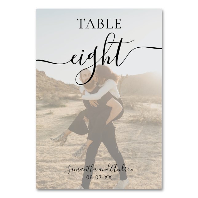 Numéro De Table Noir blanc nom de script photos mariage (Par défaut)