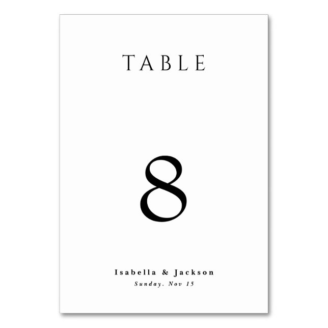 Numéro De Table Noir & Blanc Simple Élégant Mariage chic (Par défaut)