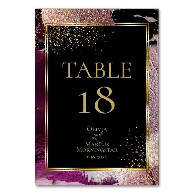 Numéro de table | Noir d'or et cassis en métal (Par défaut)