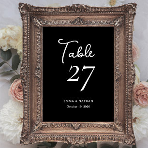 Numéro De Table Noir doux et blanc MARIAGE