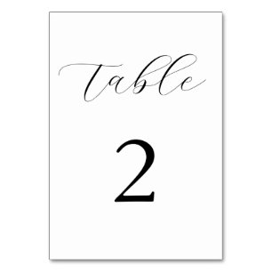 Numéro De Table Noir et blanc Élégant Moderne Mariage simple