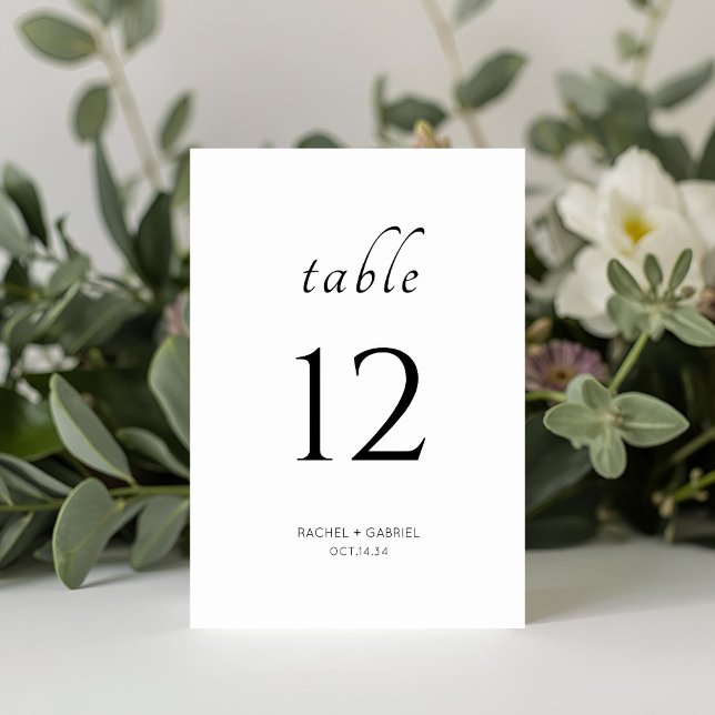 Numéro De Table Noir et blanc | Mariage floral moderne chic (Créateur téléchargé)