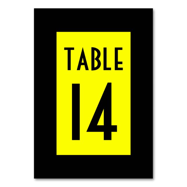 Numéro De Table Noir et jaune (Dos)