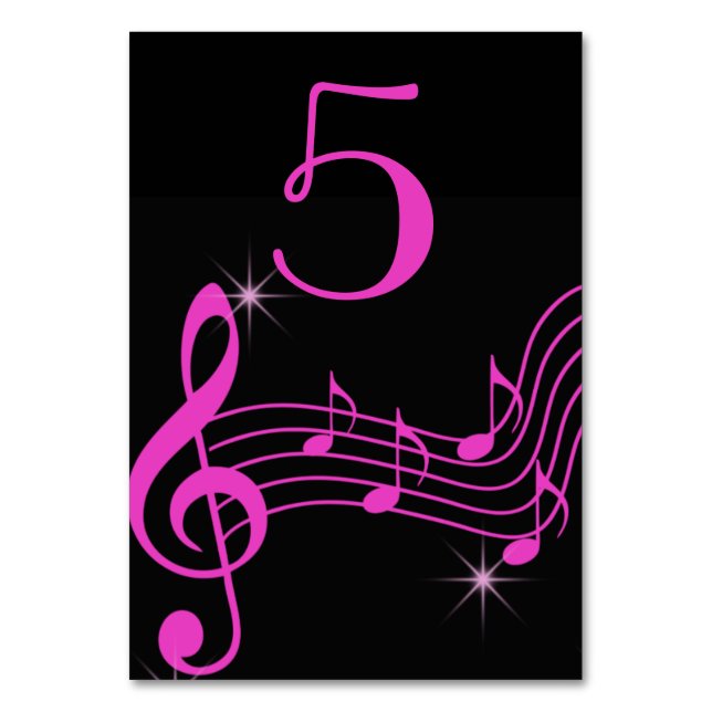 Numéro De Table Noir et rose néon, notes de musique (Par défaut)