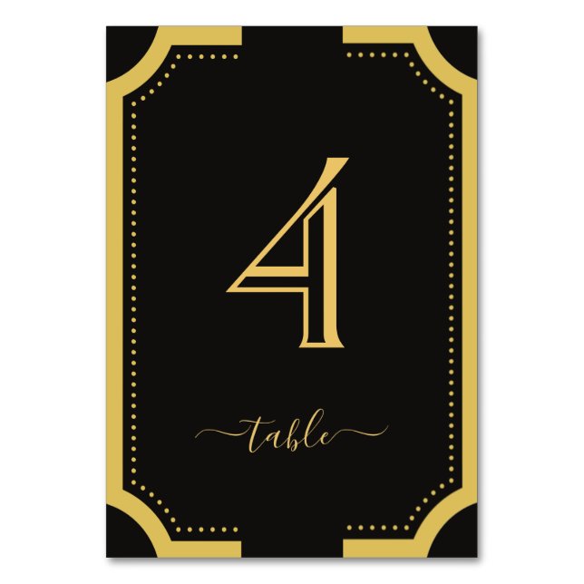 Numéro De Table Noir & or Classic Élégant Mariage en cuivre Table (Par défaut)