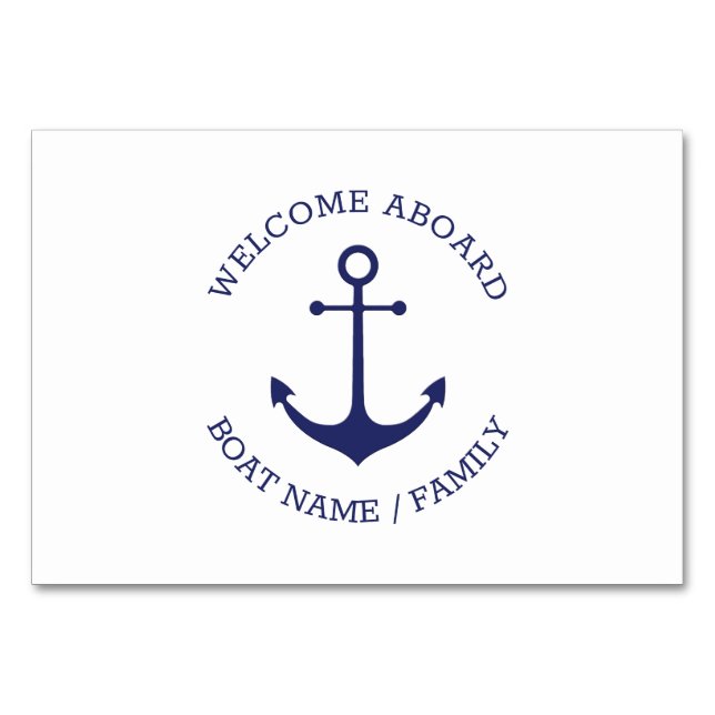 Numéro De Table Nom de bateau personnalisé Bienvenue à bord de l'a (Devant)