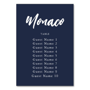 Numéro De Table Nom de table personnalisée Elegant Navy Assignatio
