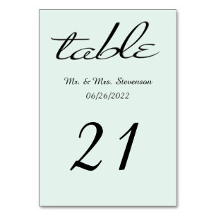 Numéro De Table Nom et date de la menthe verte et noire