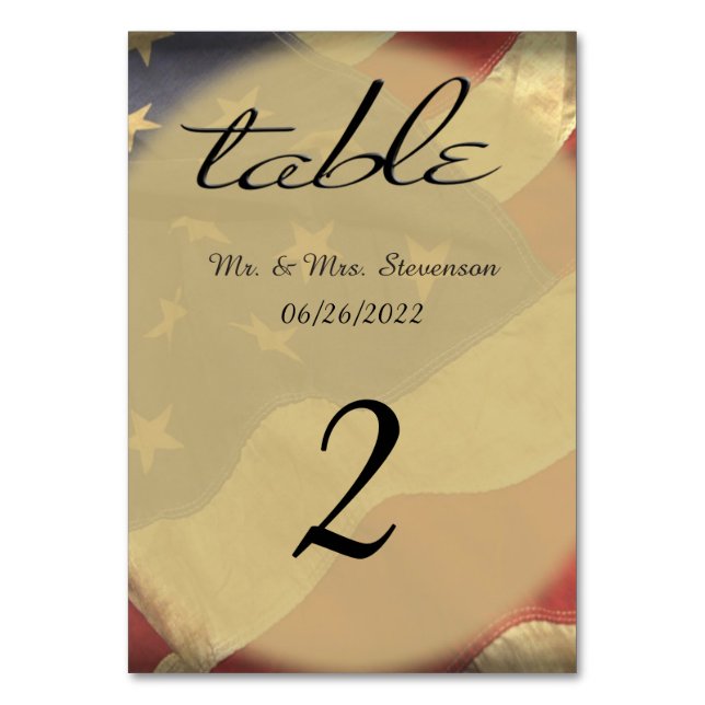 Numéro De Table Nom et date du drapeau américain en détresse (Par défaut)