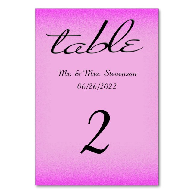 Numéro De Table Nom et date rose et noir (Par défaut)