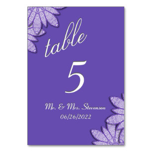 Numéro De Table Nombre de tableau Plutôt Profond Violet Floral