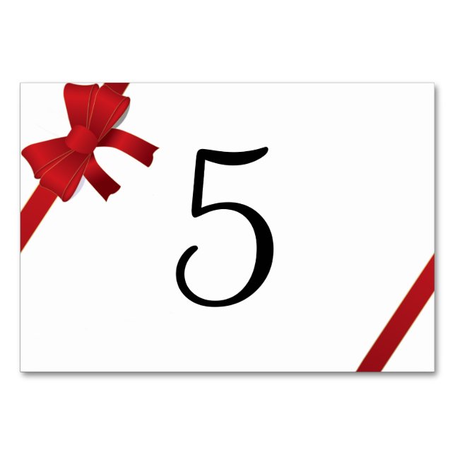 Numéro De Table Nombres de table de mariage d'hiver à rubans rouge (Devant)