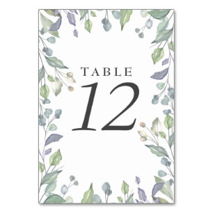 Numéro De Table Nombres de table floraux à l'aquarelle de sauge li