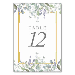 Numéro De Table Nombres de table floraux à l'aquarelle sauge et li