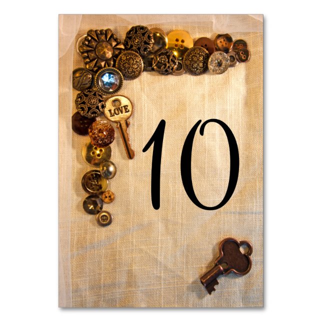 Numéro De Table Nombres rustiques de Tableau de boutons (Par défaut)