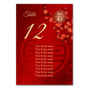 Numéro De Table Noms des hôtes Mariages chinois Cherry Blossom