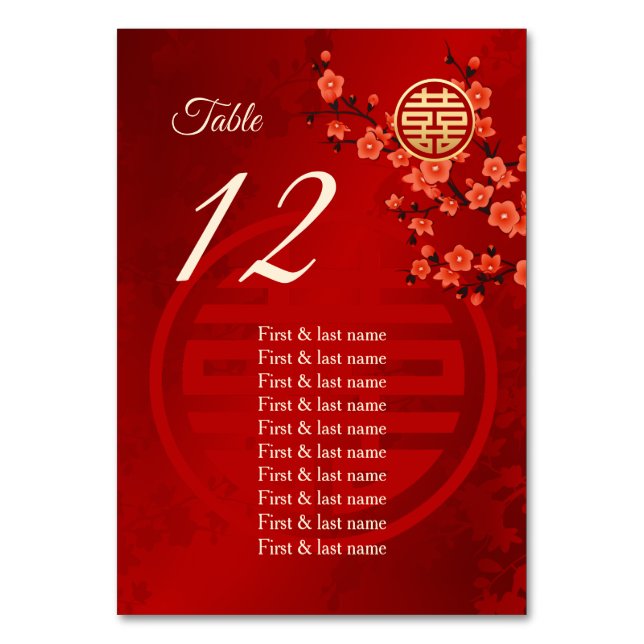 Numéro De Table Noms des hôtes Mariages chinois Cherry Blossom (Dos)