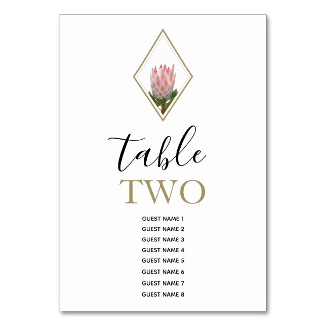 Numéro De Table Noms des invités du Mariage Rustic King Protea (Par défaut)