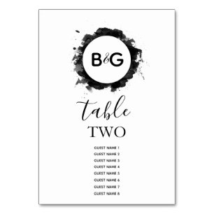 Numéro De Table Noms d'invités Mariages noirs simples