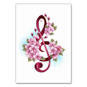 Numéro De Table Notes de clef musicale en treble avec des fleurs S