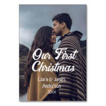 Notre premier couple de Noël photo nom blanc gris